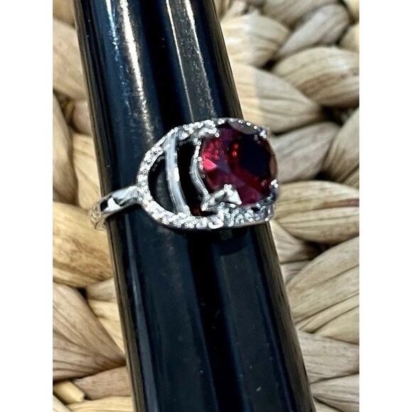NWT Cushioned Garnet On Rhodium Plating Ring Size 9.75 Mob Wife Statement - Picture 3 of 10